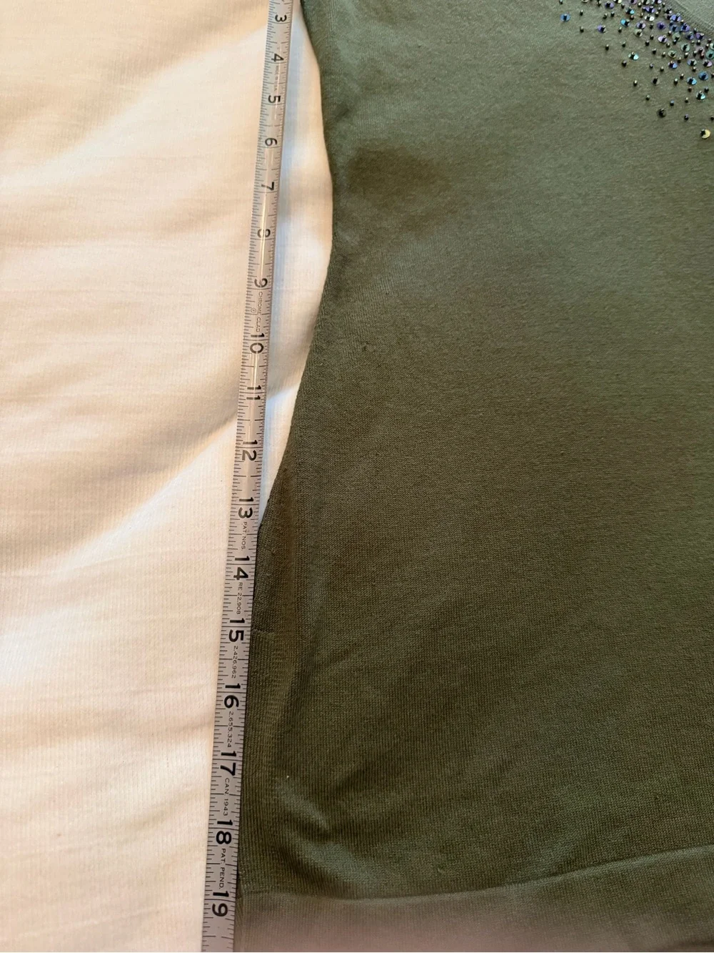 Karen Kane Olive Green Knit Top with Subtle Sheen - Picture 3 of 8